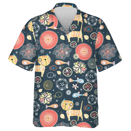 Floral Of The Cats And Fish Hawaiian Shirt, Hawaiian Shirt Gift, Christmas Gift