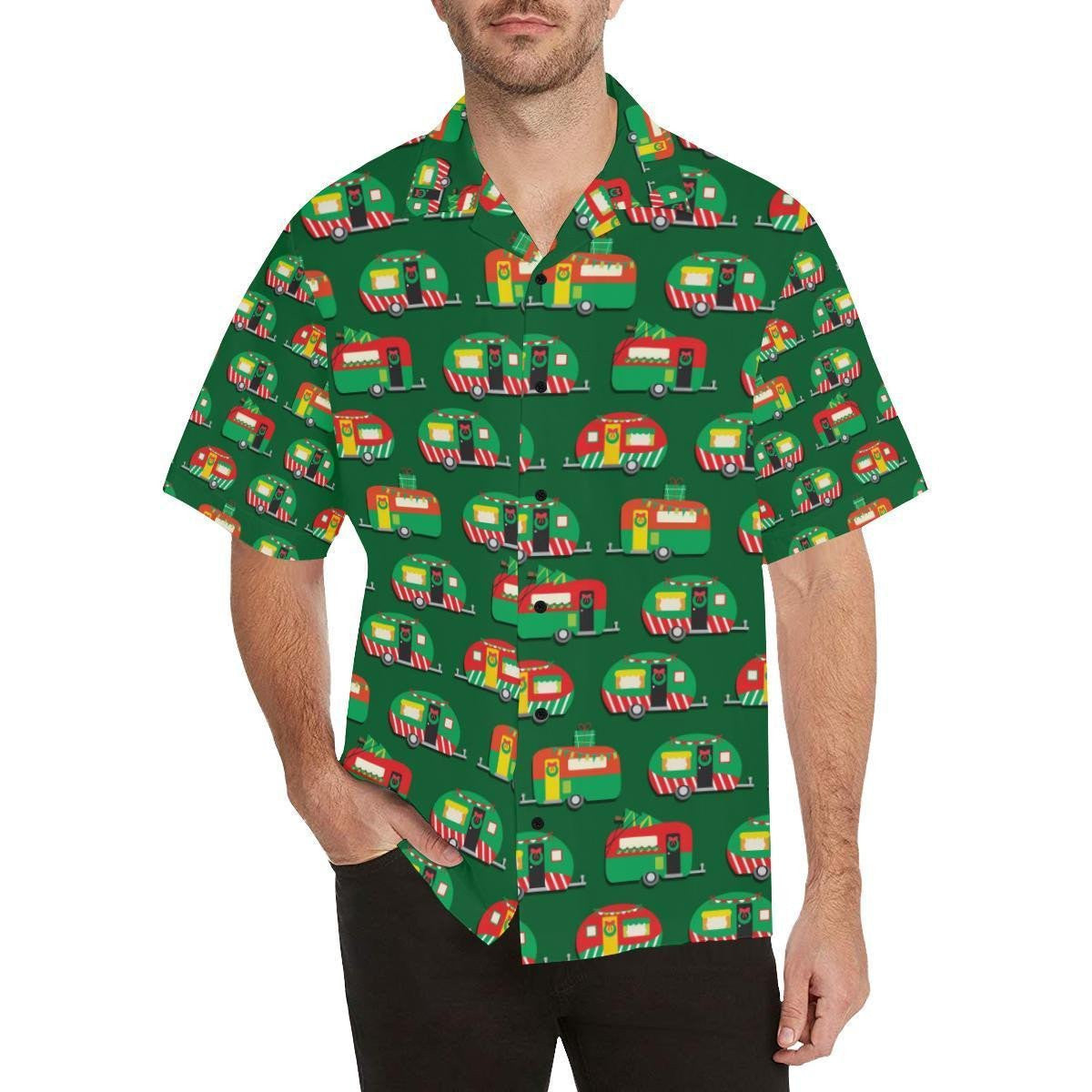 Camper Camping Christmas Themed Design Hawaiian Shirt, Hawaiian For Gift