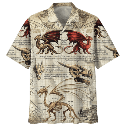Dramatic Vintage Dragon Tattoo Ornamental Hawaiian Shirt,Hawaiian Shirt Gift, Christmas Gift