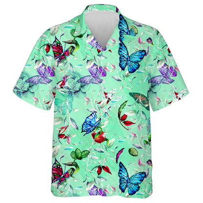 Hand Drawn Peony Flower With Leaf And Butterfly Hawaiian Shirt, Hawaiian Shirt Gift, Christmas Gift