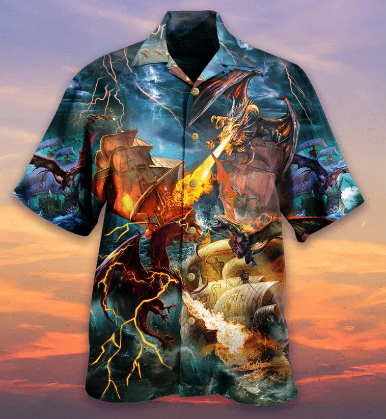 Dragon Love Life Pattern Hawaiian Shirt,Hawaiian Shirt Gift, Christmas Gift