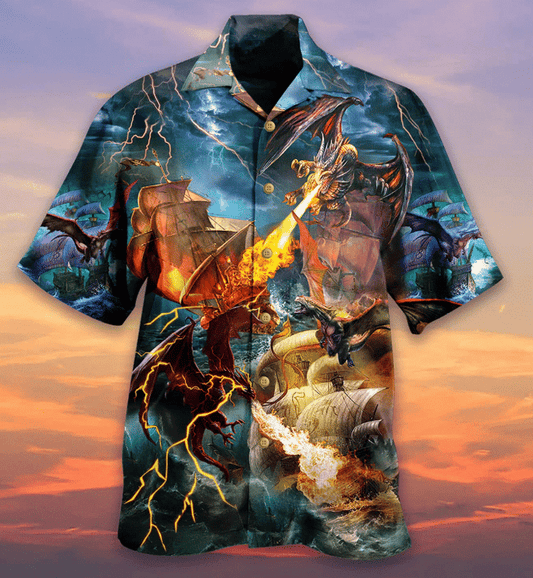 Dragon Love Life Pattern Hawaiian Shirt,Hawaiian Shirt Gift, Christmas Gift