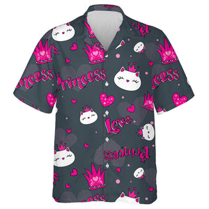 Abstract Princess Cats And Pink Crown Hawaiian Shirt, Hawaiian Shirt Gift, Christmas Gift