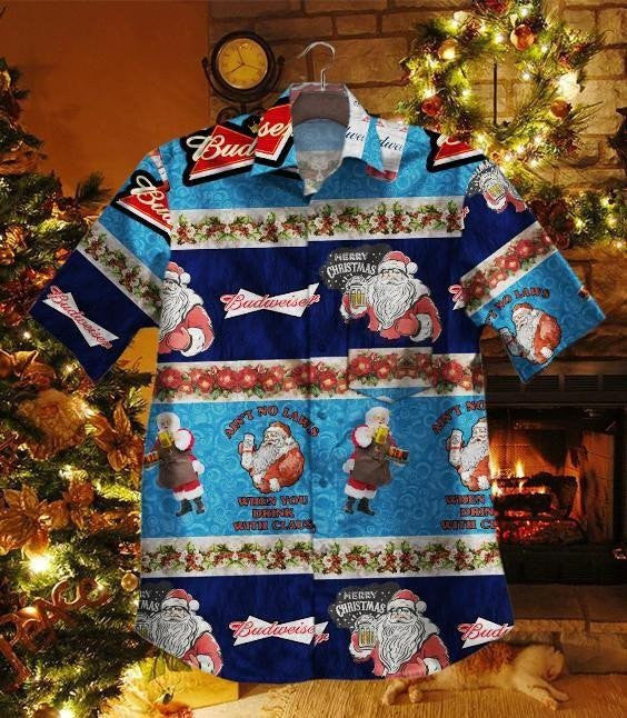 Hawaiian Shirt Christmas With Beer Blue Theme Design, Hawaiian For Gift