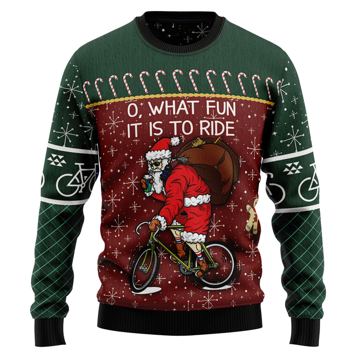 Santa Cycling Ugly Christmas Sweater, Christmas Gift,Gift Christmas 2024