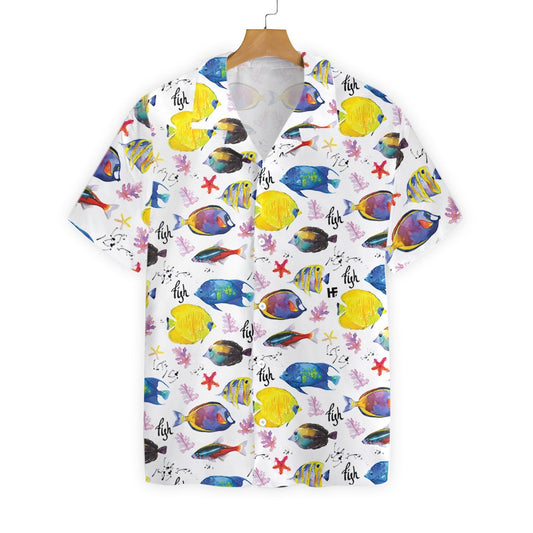 Colorful Fish V1 With White Skin Design Hawaiian Shirt, Hawaiian Shirt Gift, Christmas Gift