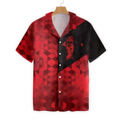 Black And Red Abstract Golfer Hawaiian Aloha Shirt Hawaiian Shorts Beach Short Sleeve ,Hawaiian Shirt Gift, Christmas Gift