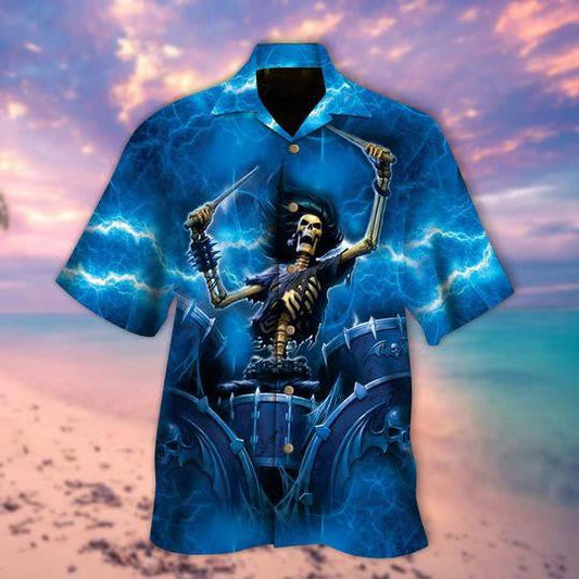 The Death Of Music Skull Loves Music Hawaiian Shirt, Hawaiian Shirt Gift, Christmas Gift
