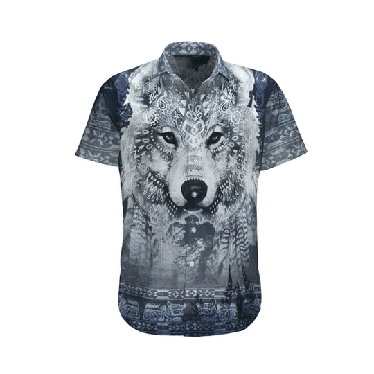 The Wolf Native America Watercolor Design Hawaiian Shirt,Hawaiian Shirt Gift, Christmas Gift