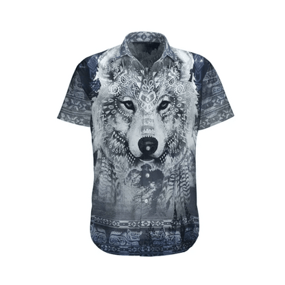 The Wolf Native America Watercolor Design Hawaiian Shirt,Hawaiian Shirt Gift, Christmas Gift