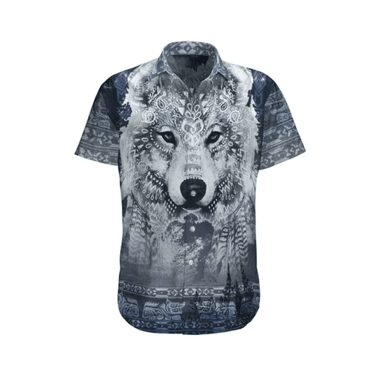 The Wolf Native America Watercolor Design Hawaiian Shirt,Hawaiian Shirt Gift, Christmas Gift