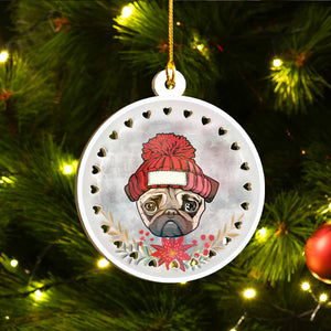 Merry Pugmas Black Pug Ornament Set, Merry Woofmas Ornament Set, Funny Xmas Ornament Family Gift Idea