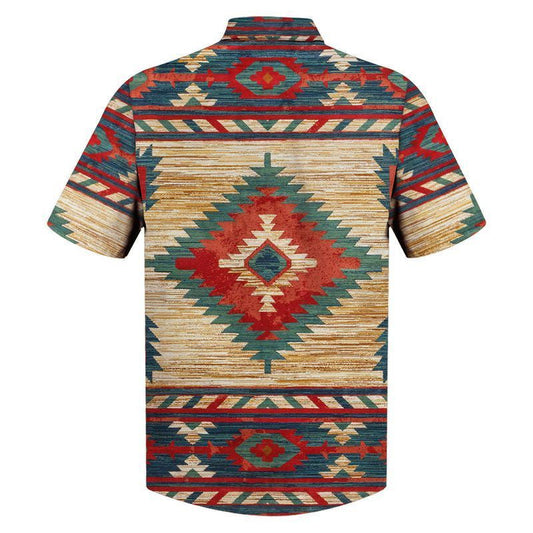 Native American Teal And Red Pattern Beautiful Design Hawaiian Shirt, Hawaiian Shirt Gift, Christmas Gift