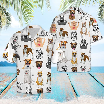 Love Staffordshire Bull Terrier Dog Activities Pattern Hawaiian Shirt, Hawaiian Shirt Gift, Christmas Gift