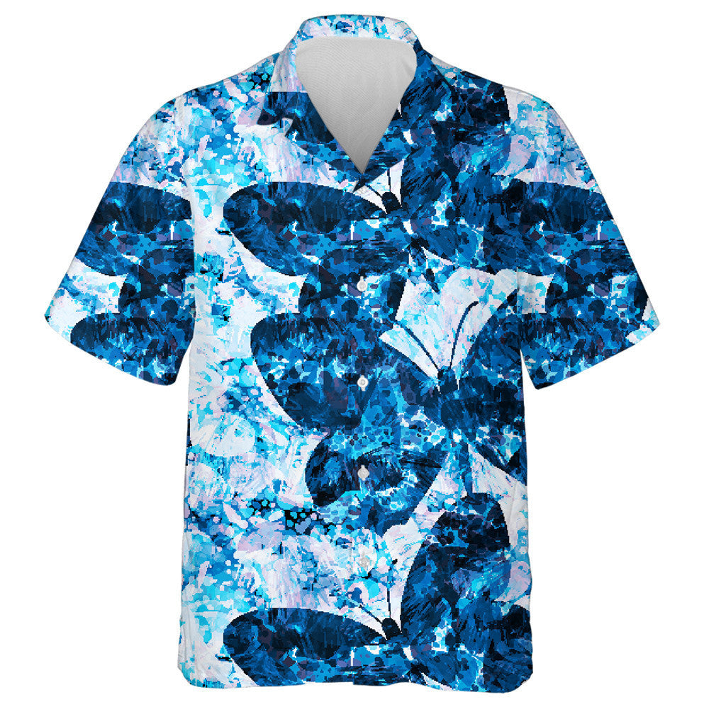 Hand Drawn Blue Smoke And Butterflies Hawaiian Shirt, Hawaiian For Gift