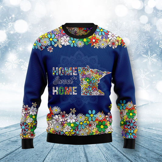 Home Sweet Home Minnesota Flower Ugly Christmas Sweater,Christmas Ugly Sweater,Christmas Gift,Gift Christmas 2024