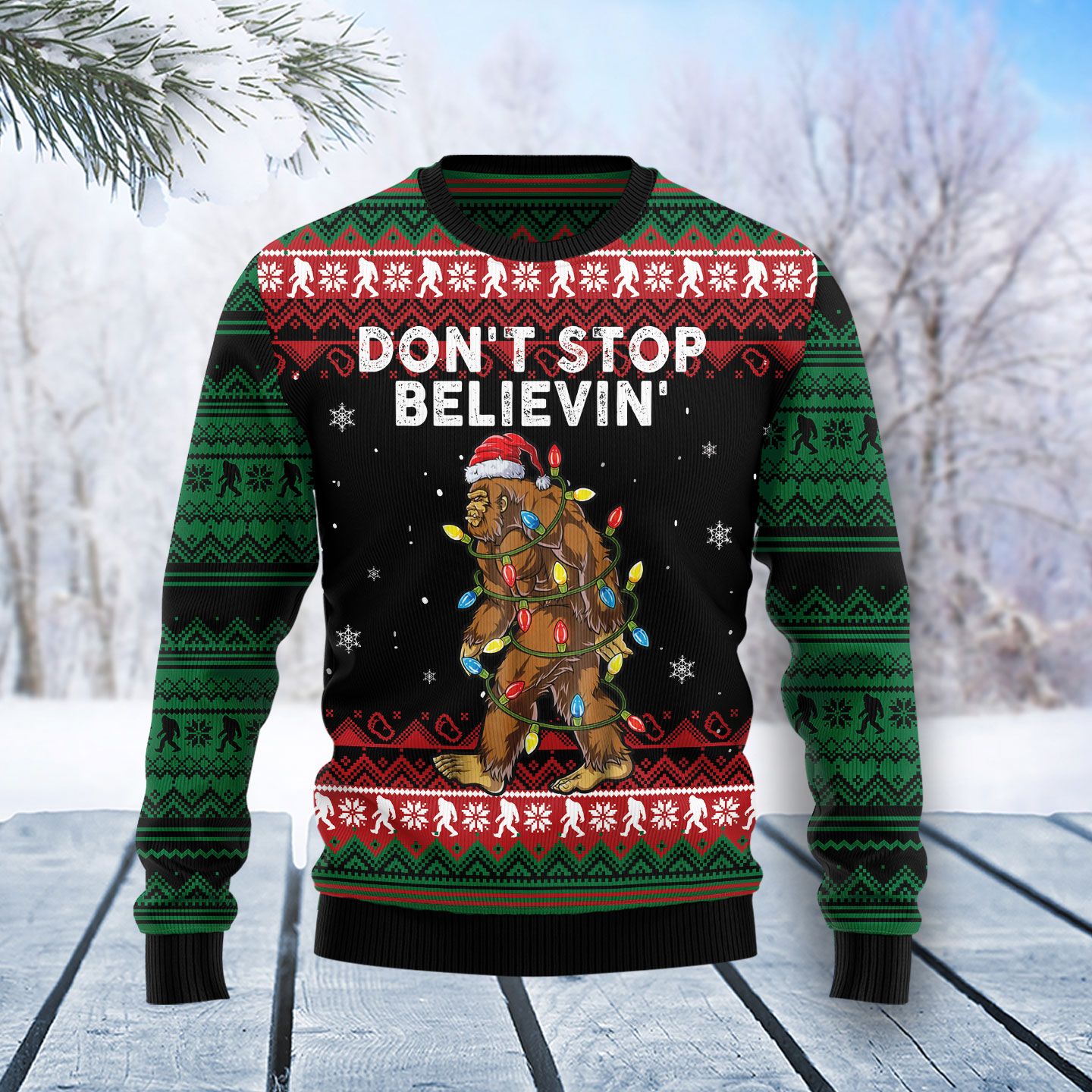 Bigfoot Don‘t Stop Believing Ugly Christmas Sweater, Christmas Ugly Sweater,Christmas Gift,Gift Christmas 2022