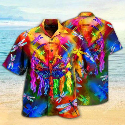Hawaiian Aloha Aloha Shirts Amazing Colorful Dragonfly Hawaiian Shorts Beach Short Sleeve, Hawaiian Shirt Gift, Christmas Gift