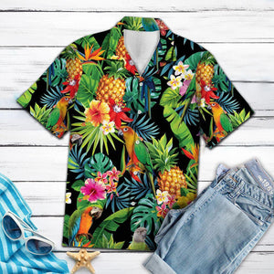 Parrot Bird Species Pineapple Design Hawaiian Shirt,Hawaiian Shirt Gift, Christmas Gift