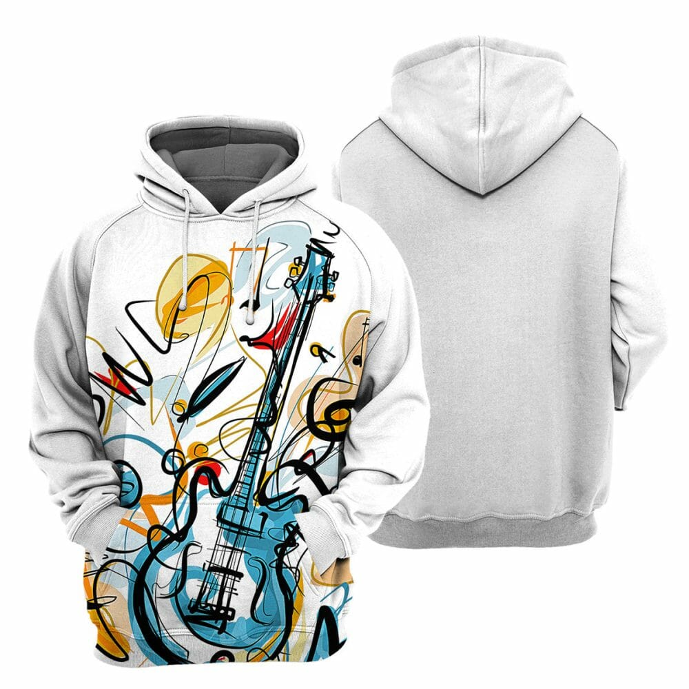 White Guitar- 3D All Over Printed Shirt Tshirt Hoodie Apparel