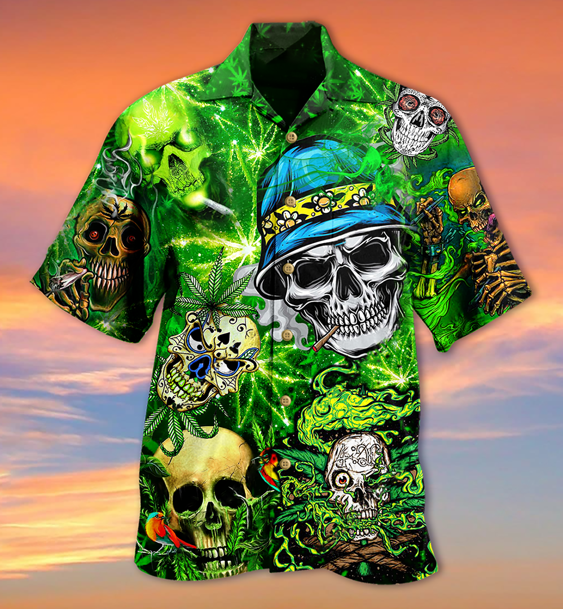 Skull Smile Love Green - Hawaiian Shirt, Hawaiian Shirt Gift, Christmas Gift