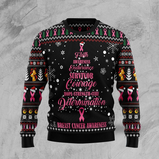 Breast Cancer Christmas Tree Ugly Christmas Sweater, Christmas Ugly Sweater, Christmas Gift, Gift Christmas 2024