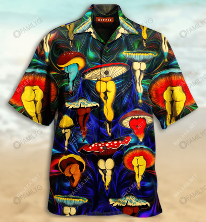 Hippie Magic Mushroom Unisex Hawaiian Shirt, Hawaiian Shirt Gift, Christmas Gift