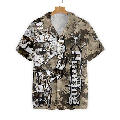 Hunting Camo And Skull Pattern Hawaiian Shirt, Hawaiian Shirt Gift, Christmas Gift