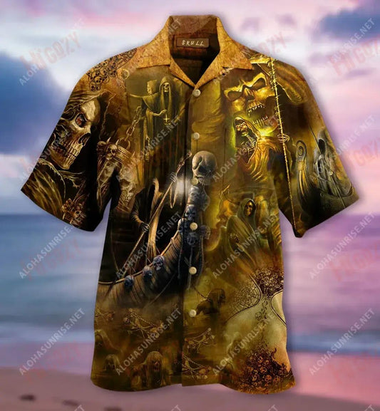 Go To Hell Skull Unisex Short Sleeve Shirt Hobbies Hawaiian T Shirts Custom Hawaiian Shirts Hawaiian Shirts For Men, Hawaiian Shirt Gift, Christmas Gift