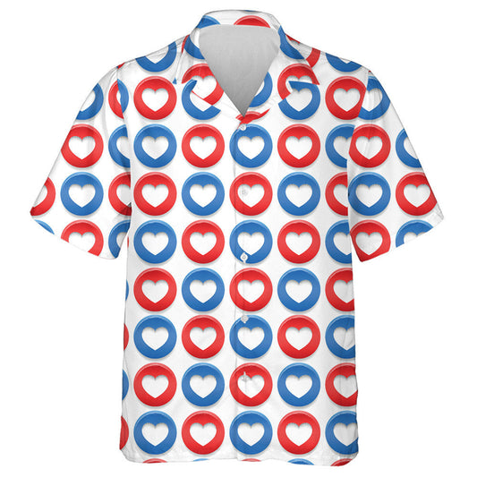 Patterns With Circles And Hearts In The US National Colors Hawaiian Shirt, Hawaiian Shirt Gift, Christmas Gift