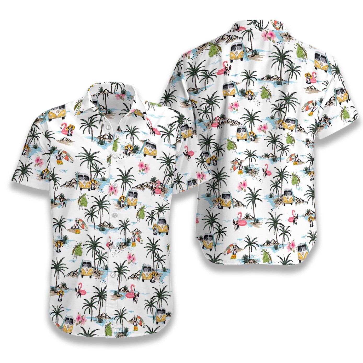 Boston Terrier Hawaii Ez03 0207 Hawaiian Aloha Shirt Hawaiian Shorts Beach Short Sleeve,Hawaiian Shirt Gift, Christmas Gift