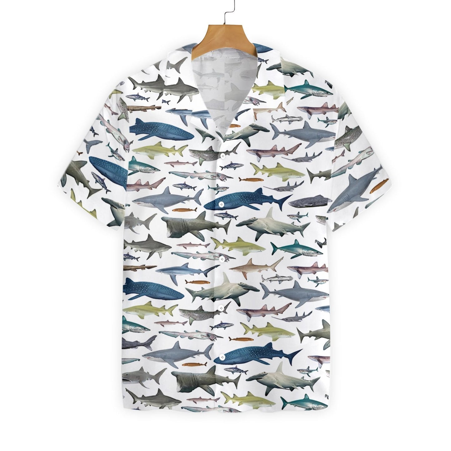 Type Of Sharks White Background Hawaiian Shirt, Hawaiian Shirt Gift, Christmas Gift