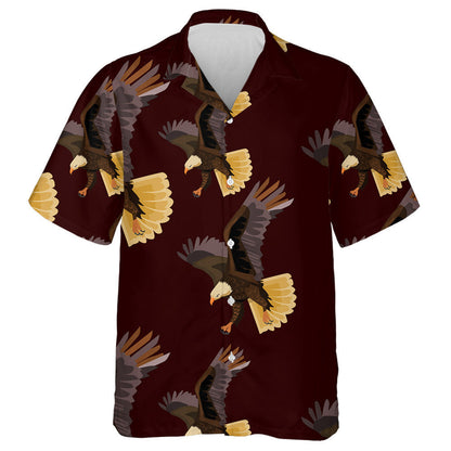 An Eagle Flying Split On Dark Red Background Hawaiian Shirt, Hawaiian Shirt Gift, Christmas Gift