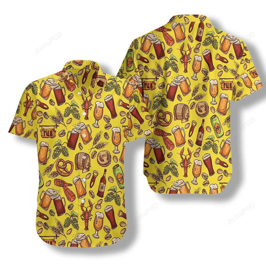 Beer Yellow Hawaiian Shirt Ez15 2610 Hawaiian Shirt, Hawaiian Shirt Gift, Christmas Gift