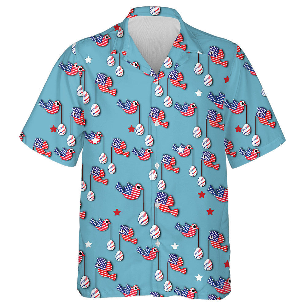 American Flag In The Form Of Birds Flying With Eggs Hawaiian Shirt, Hawaiian Shirt Gift, Christmas Gift