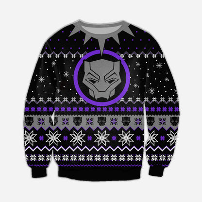 Black Panther Knitting Pattern 3D Print Ugly Sweater Hoodie All Over Printed,Christmas Gift,Gift Christmas 2022