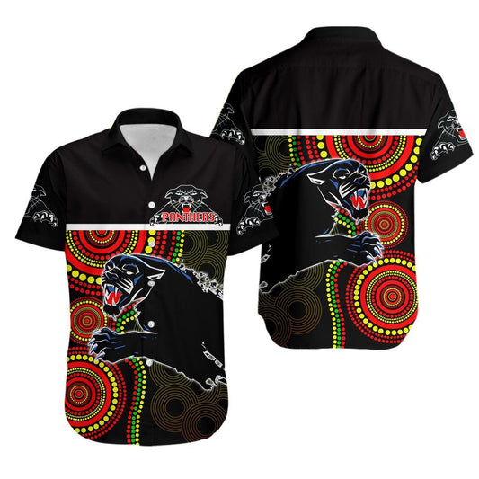 Panthers Indigenous Hawaiian Aloha Shirt Th4 Hawaiian Shorts Beach Short Sleeve, Hawaiian Shirt Gift, Christmas Gift