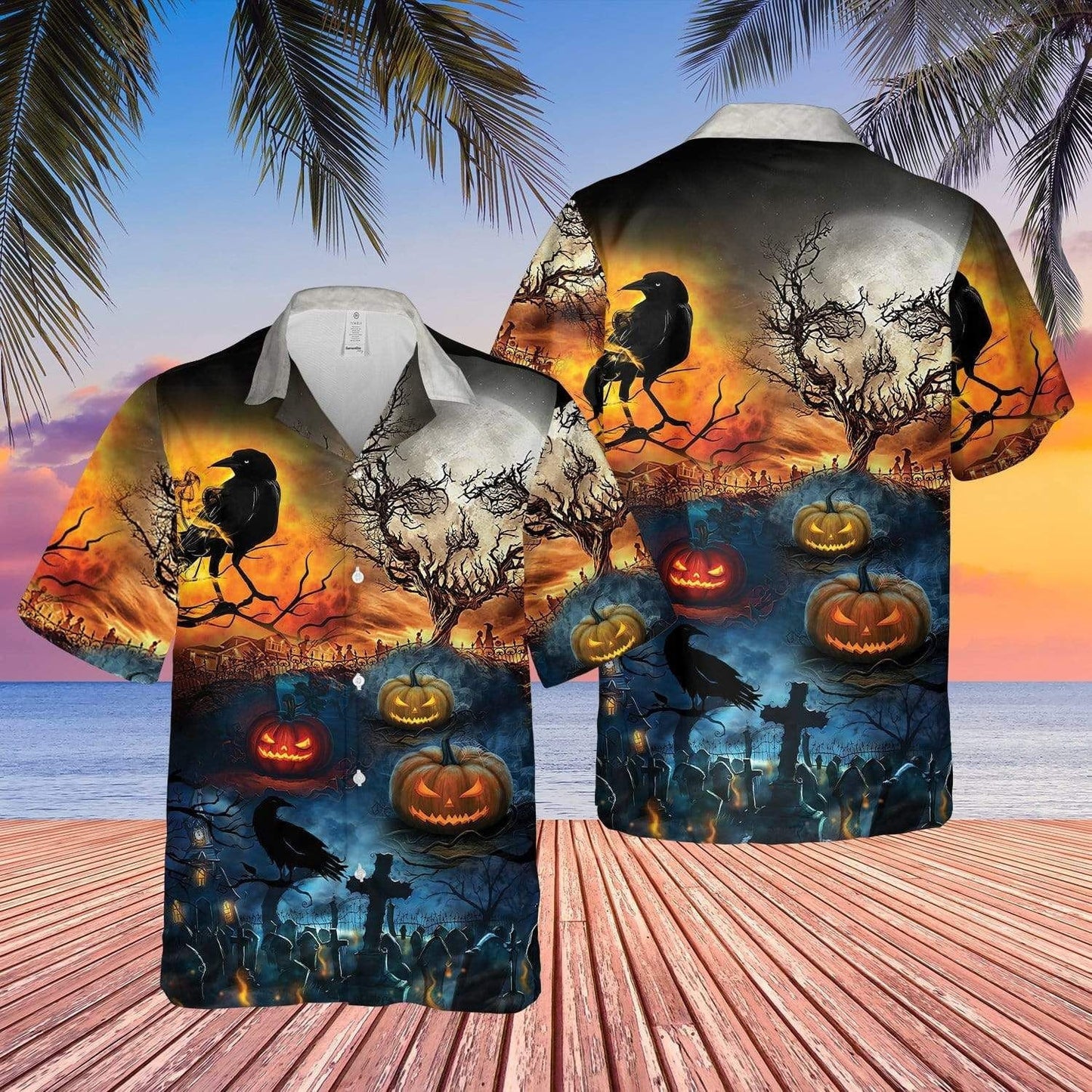 Glowing Pumpkin By Night Halloween Background Hawaiian Shirt,Hawaiian Shirt Gift, Christmas Gift