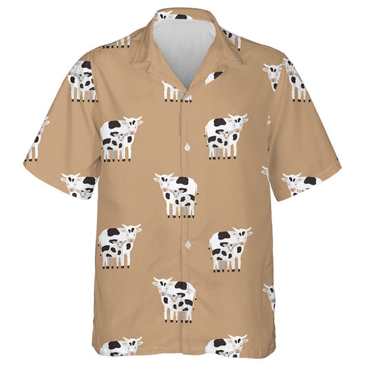 Cow And Calf Coated In Black And White Patches Hawaiian Shirt, Hawaiian Shirt Gift, Christmas Gift