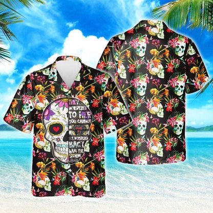 Flower Design Hawaiian Shirt Skull I Am The Storm, Hawaiian Shirt Gift, Christmas Gift