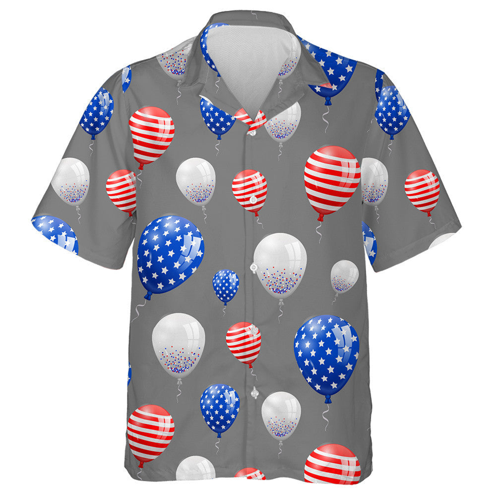 Balloons Fireworks Confetti Ribbon USA Freedom Background Hawaiian Shirt, Hawaiian Shirt Gift, Christmas Gift