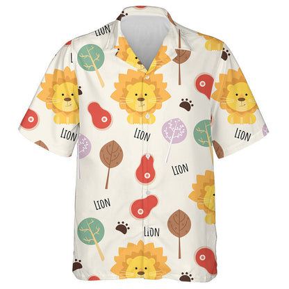 Cute Baby Lion With Footprint Tree And Meat Hawaiian Shirt, Hawaiian Shirt Gift, Christmas Gift