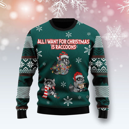 All I Want For Christmas Is Raccoons Ugly Christmas Sweater, Christmas Ugly Sweater,Christmas Gift,Gift Christmas 2022