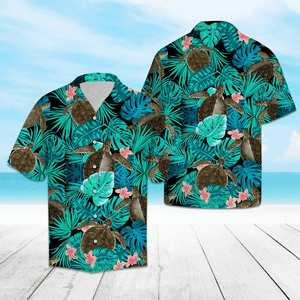 Awesome Turtle Tropical Forest Pattern Hawaiian Shirt, Hawaiian For Gift