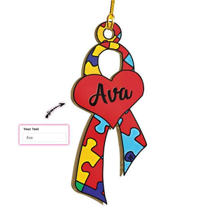 Autism Awareness Ribbon Love Custom Ornament, Christmas Ornament Gift, Christmas Gift, Christmas Decoration