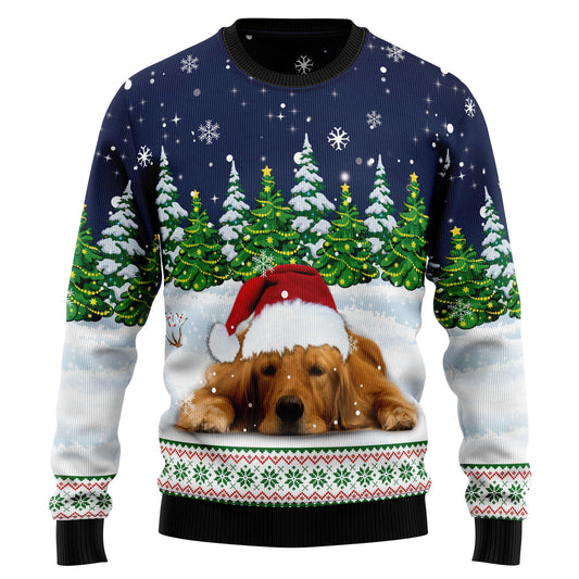 Dreaming Golden Retriever Under Snow Ugly Christmas Sweater,Christmas Ugly Sweater,Christmas Gift,Gift Christmas 2024