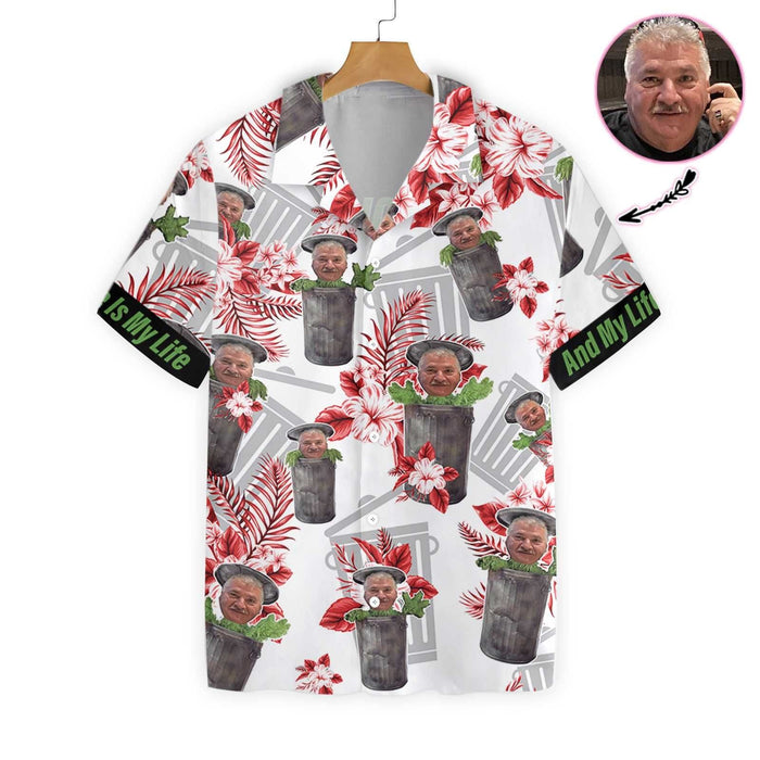 Red Hibiscus And Tropical Leaves Custom Photo Hawaiian Shirt, Hawaiian Shirt Gift, Christmas Gift