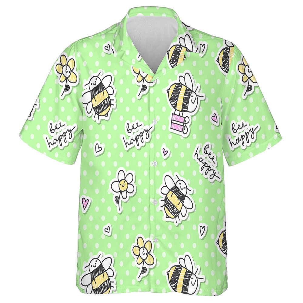 Bee Happy Of Bees Gift Boxes And Flowers Hawaiian Shirt, Hawaiian Shirt Gift, Christmas Gift
