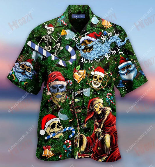 Santa Claus Skull Christmas Short Short Sleeve Shirt Hobbies Hawaiian T Shirts Tactical Hawaiian Shirt Hawaiian Shirts For Women, Hawaiian Shirt Gift, Christmas Gift