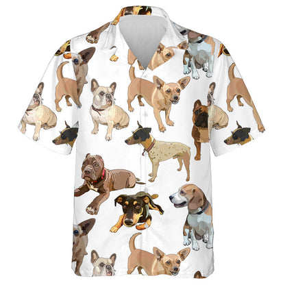 Smalls Smiling Dog On White Background Hawaiian Shirt,Hawaiian Shirt Gift, Christmas Gift